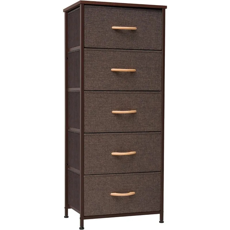 Tour de rangement verticale pour commode - Cadre en acier robuste, plateau en bois, bacs en tissu faciles à tirer 17,7"x11,8"x46,1" Meubles