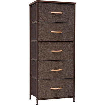 Tour de rangement verticale pour commode - Cadre en acier robuste, plateau en bois, bacs en tissu faciles à tirer 17,7"x11,8"x46,1" Meubles