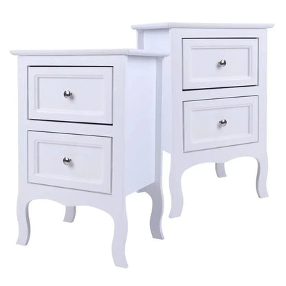 Ensemble de 2 tables de nuit, table d'appoint, table de nuit, blanc, tables de nuit