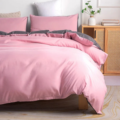 Home bedding set Double solid AB side Bean pink gray Duvet Cover Pillowcase US Twin FR king AU Single Queen UK Double 2/3pcs