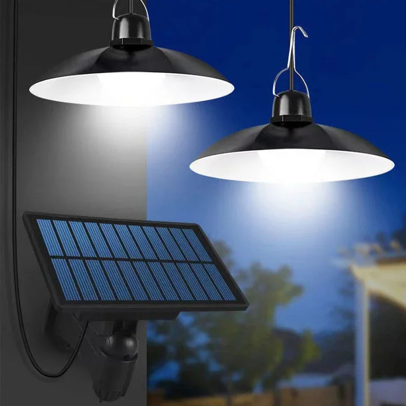 Lampe solaire suspendue 1 Drag 1/1 Drag 2 LED Lampe à énergie solaire avec télécommande Lustre Camping Extérieur Jardin Lampe suspendue