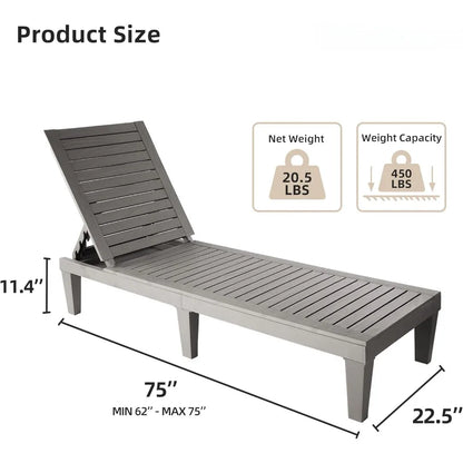 Ensemble de 2 chaises longues d'extérieur réglables avec dossier à 5 positions, chaise longue imperméable, piscine de jardin, terrasse de plage