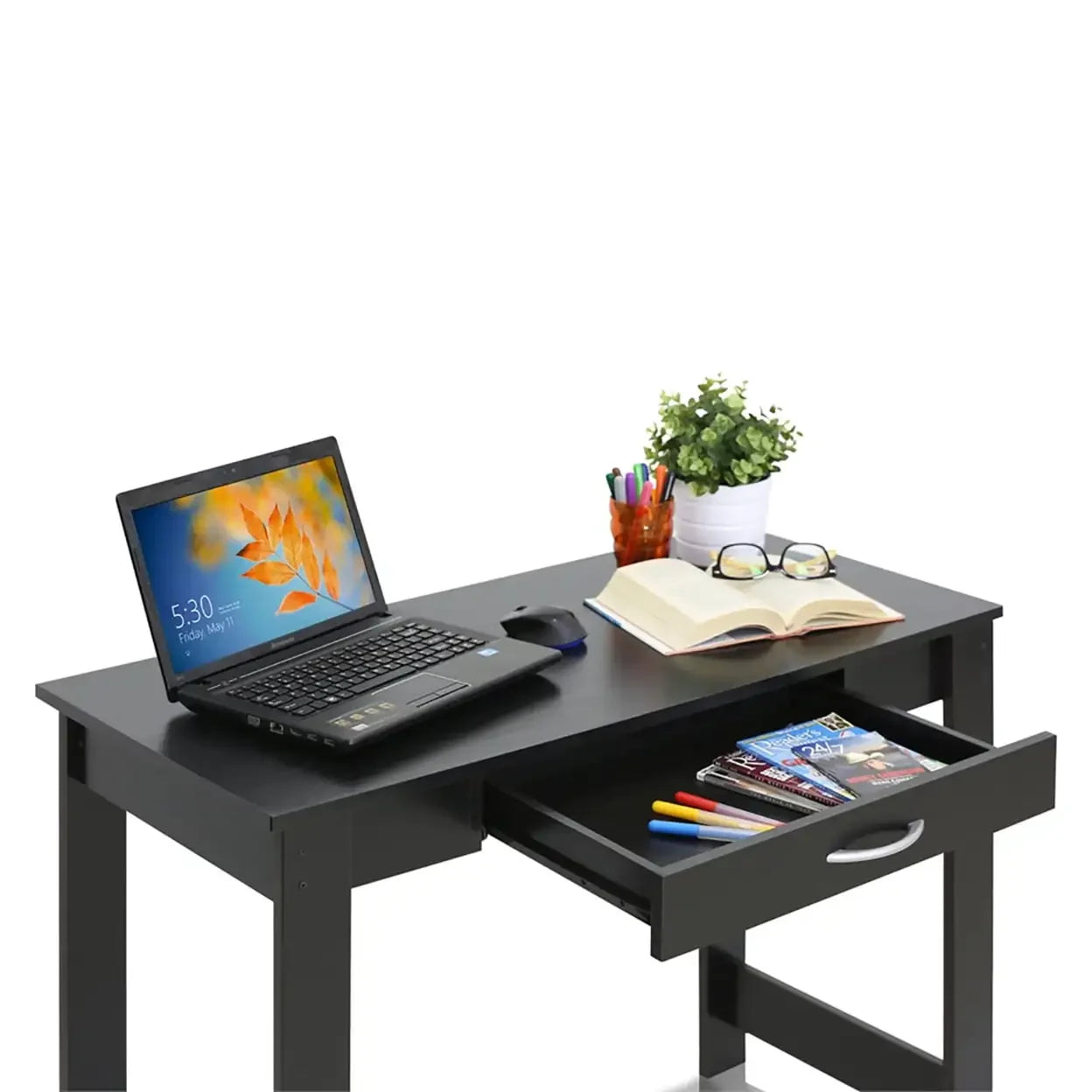 Meubles Jaya Bureau d'écriture avec table à tiroirs Bureaux d'ordinateur Bureau de chambre pour étudier Pliante Lecture Jeux Accessoires de bureau Ordinateur portable