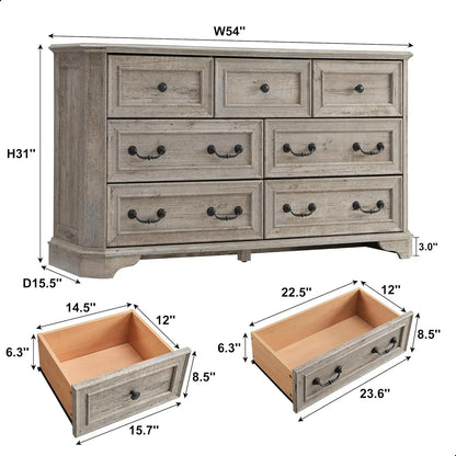 Farmhouse Drawers Dresser Chests for Bedroom,Rustic Tall Chest of Drawers,Dressers Organizer for Bedroom,Living Room,Hallway