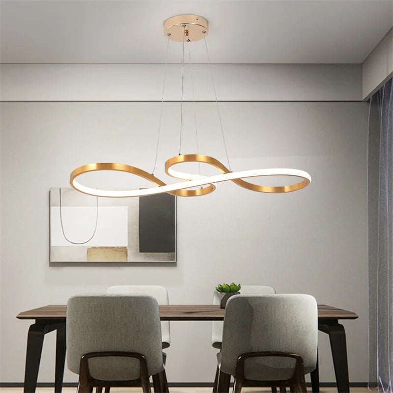 Lustre d'art d'intérieur avec télécommande à intensité variable, luminaire suspendu à LED simple pour salle à manger, luminaire suspendu de cuisine