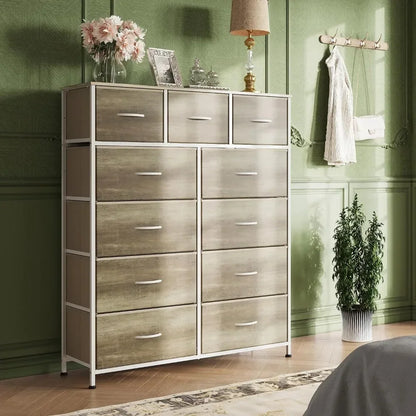 Dark Grey Chest of Drawers in the Bedroom Furniture Easy Pull Handle Dressers for Bedroom 11-Drawer Dresser Make Up Table Vanity