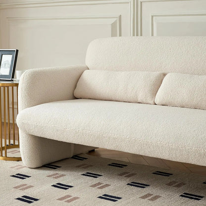 Sofá Loveseat de 59" de ancho, dos plazas, tapizado en piel de cordero, sólido y fácil de instalar, sofá Loveseat pequeño y moderno para espacios reducidos, dormitorio