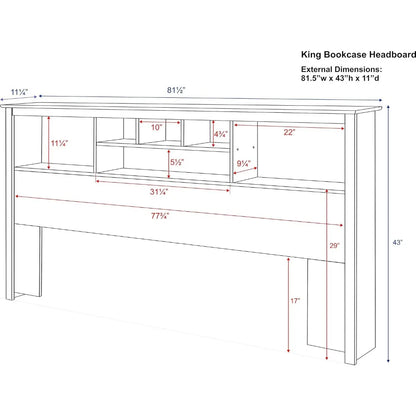 King Size Bed Headboard: Stylish White King Headboard with Bookcase for King Size Beds, Freestanding