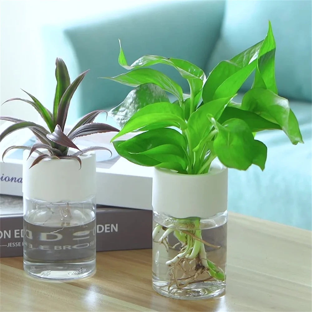 Hydroponic Pot Water Planting Vase Plastic Pot For Plants Stylish Container Aquaponic Planter Home Desk Officer Decor Flowerpot