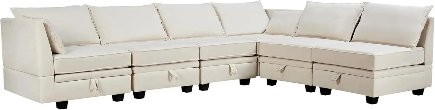 Sofá modular con chaise longue reversible, sofá modular convertible con espacio de almacenamiento