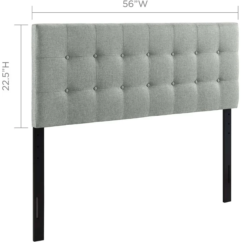 Headboard, Tufted Button Linen Fabric Upholstered Full Headboards in Gray, Bedroom Headboards