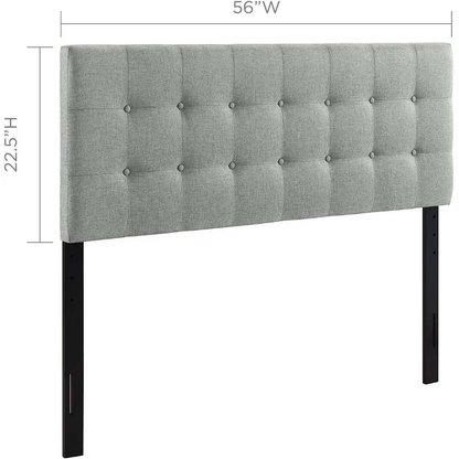 Headboard, Tufted Button Linen Fabric Upholstered Full Headboards in Gray, Bedroom Headboards