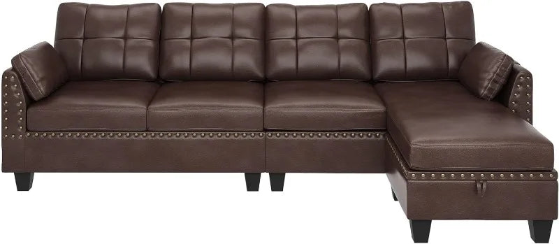 Reversible Sectional Sofa L-Shape Sofa Convertible Couch 4-Seater Sofas Sectional， Sofa Set Living Room Furniture