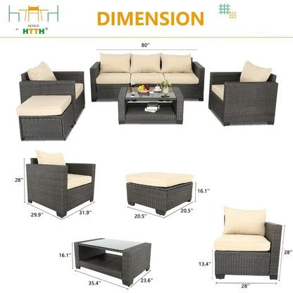 7 Pieces Patio Furniture Sets Outdoor Rattan Wicker Conversation Sofa Garden Sectional Sets With Washable Garden Furniture Sets