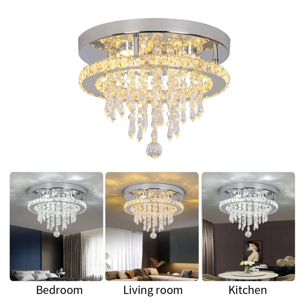 Lustre de plafond en cristal K9, luminaire suspendu pour couloir d'intérieur, éclairage de vestiaire, luminaire de plafond décoratif à LED pour allée