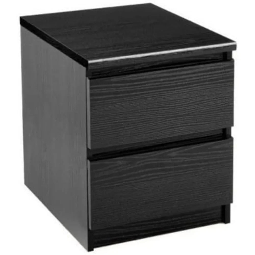 3 Piece Bedroom Set with 6 Drawer Double Dresser and Two 2 Drawer Nightstands in Black Woodgrain