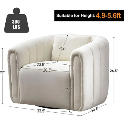 Ensemble de 2 chaises pivotantes en forme de tonneau avec coussin moelleux, chaise d'appoint en velours, fauteuil rond confortable, chaise d'appoint pivotante pour salon