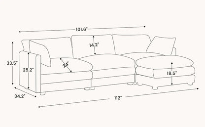 Oversized Modular Sectional Sofa with Movable Ottoman,Modern Corduroy Sofa Set,Convertible L Shaped Couch for Living Room,Office