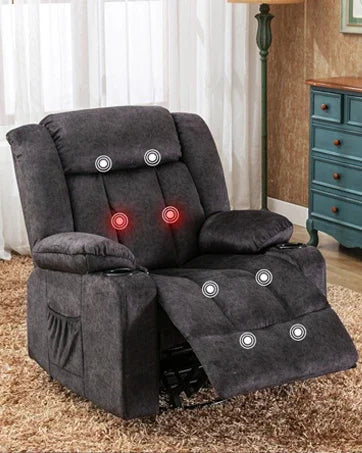 Suministros de muebles COMHOMA Sillón reclinable de cuero mecedora con masaje calefaccionado Asiento de sofá individual giratorio de 360 ​​grados