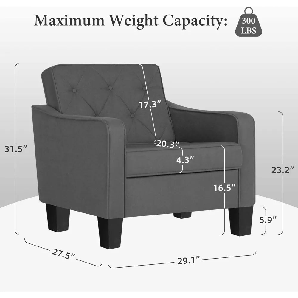 Living room chair accent chair 2-piece set, waiting room armchair, bedroom reading chair, comfortable club chair plush