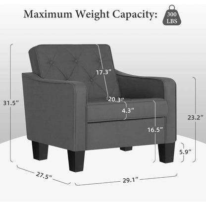 Ensemble de 2 chaises d'appoint pour salon, fauteuil de salle d'attente, fauteuil de lecture pour chambre à coucher, fauteuil club confortable en peluche