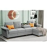 Convertible Sectional Sofas Couches for Living Room,L Shaped Couch with Storage Ottoman,Small Sectional 3 Seater Sofa Small