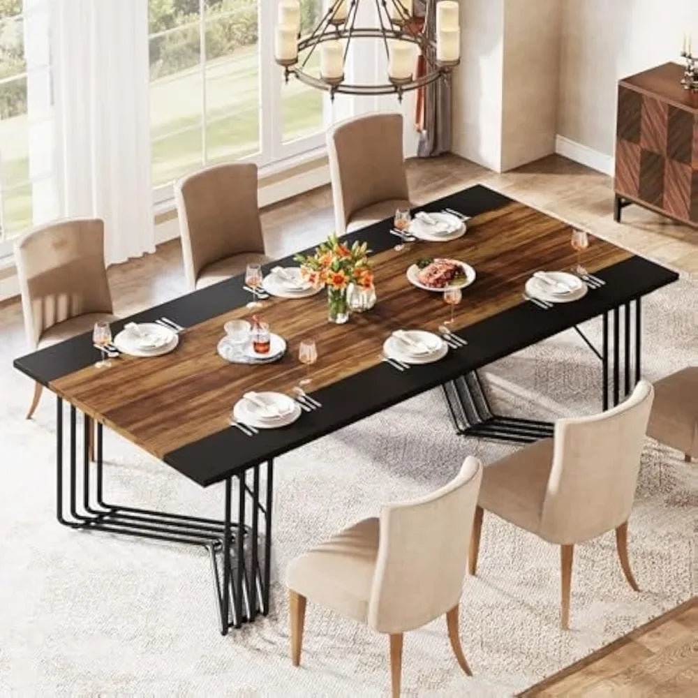 79-Inch Dining Table for 8-10 People, Industrial Large Kitchen Table Dining Room Table for Living Room, Kitchen