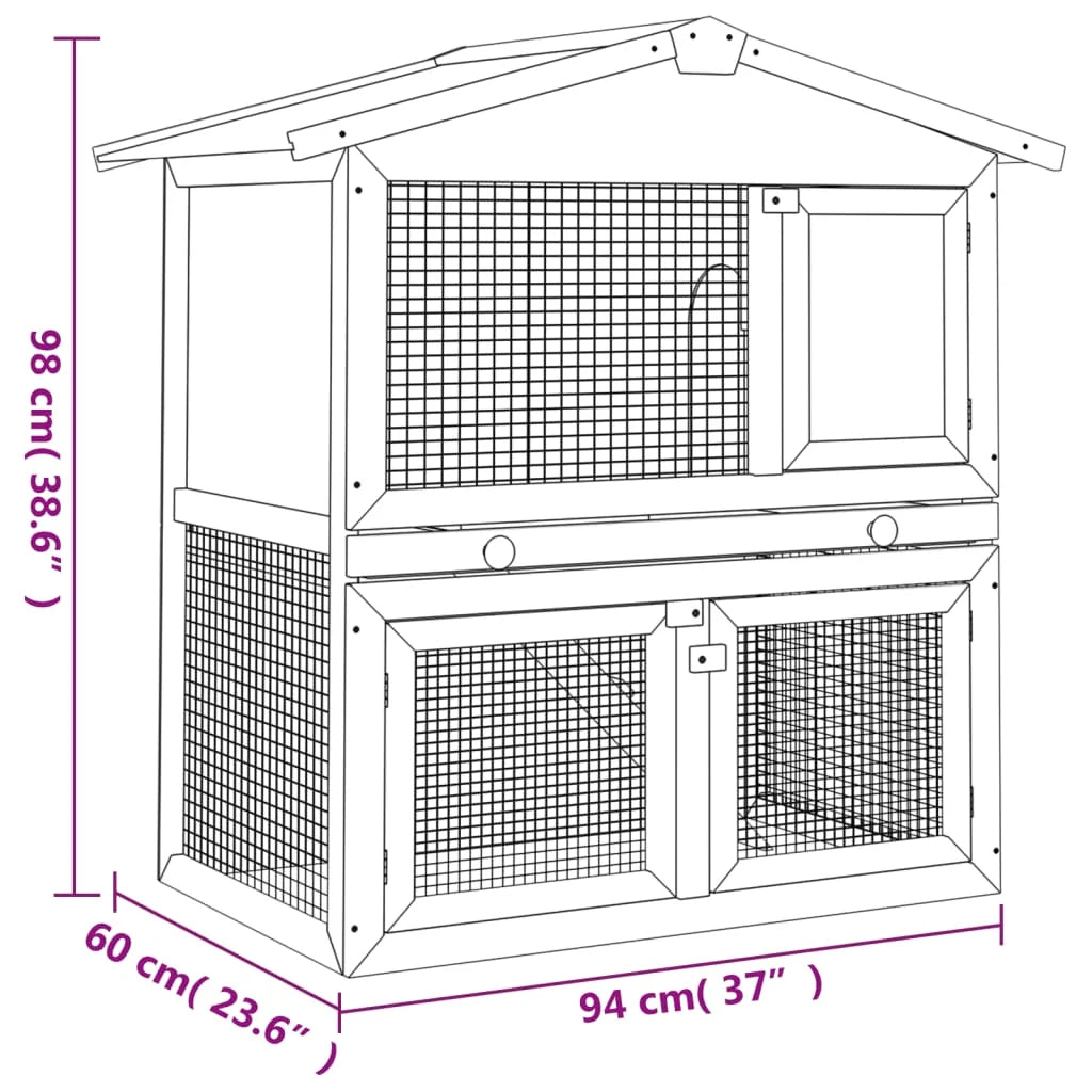 Clapier d'extérieur pour lapins et petits animaux Cage pour animaux de compagnie 3 portes Maison en bois pour petits animaux