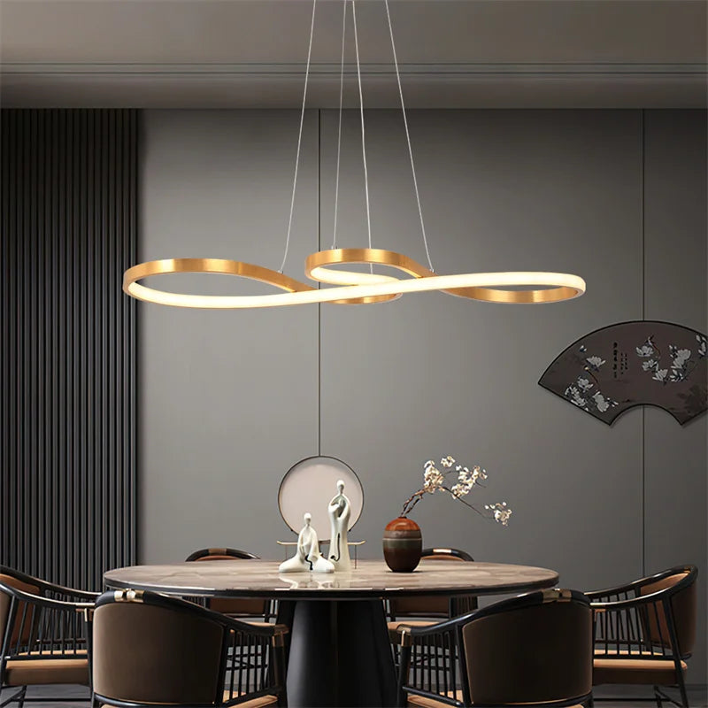 Lustre d'art d'intérieur avec télécommande à intensité variable, luminaire suspendu à LED simple pour salle à manger, luminaire suspendu de cuisine