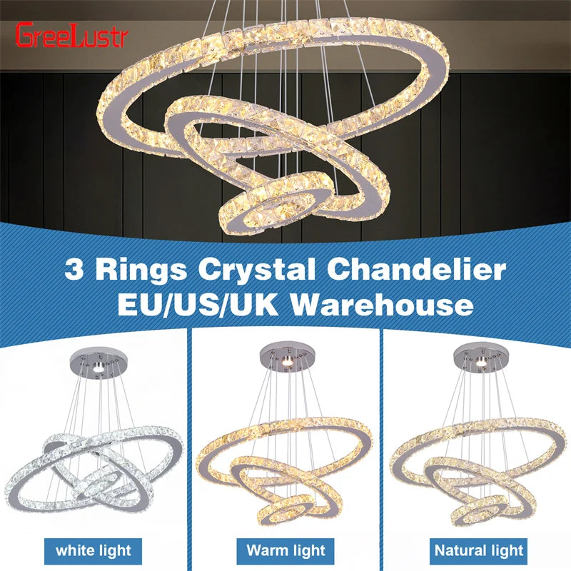 Modern Large Crystal Led Pendant Chandelier Lights Luxury Led Lusters Hanging Lamp for Bedroom Home Lighting Fixtures Home Decor