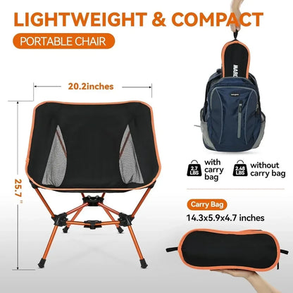 Lightweight Folding Camping Chair, Stable Portable Compact for Outdoor Camp, Travel, Beach, Picnic, Festival, Hiking