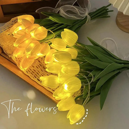 Lámpara de mesa LED con luces de tulipán artificiales para bodas, San Valentín, fiestas en casa, sala de estar, dormitorio, regalo de decoración