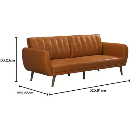 living room sofas Convertible Sofa & Couch, Camel Faux Leather Sofaes, Width: 81.5",Depth: 34.5",Height: 31.5" couch sofas