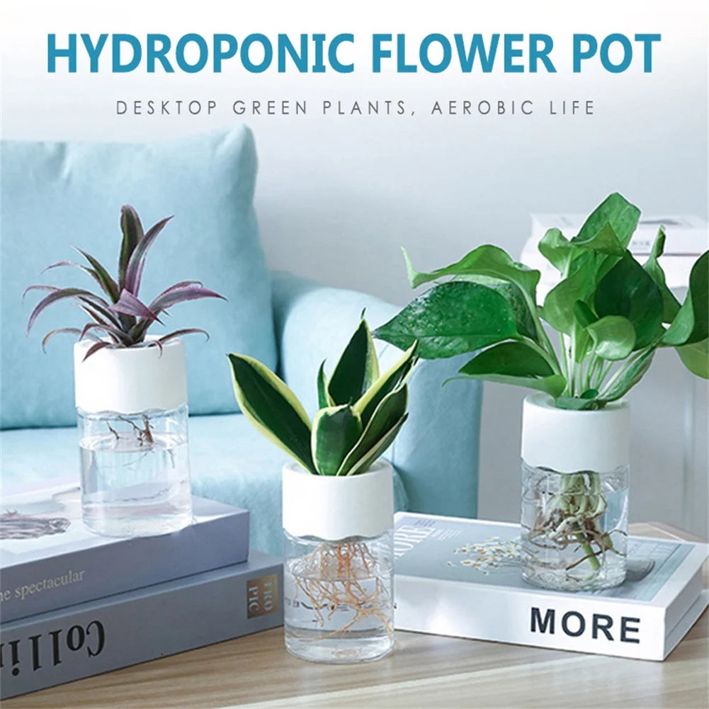 Hydroponic Pot Water Planting Vase Plastic Pot For Plants Stylish Container Aquaponic Planter Home Desk Officer Decor Flowerpot