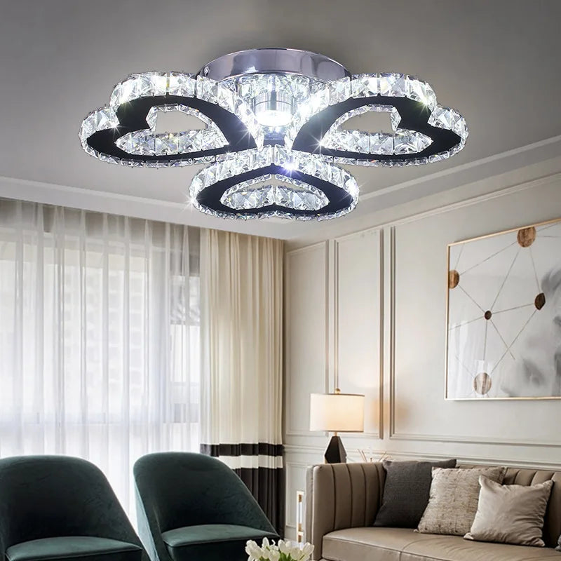 Modern Lustres K9 Crystal Chandelier Ceiling Lamps 3 Rings Stainless Steel Hanging Light Fixture Led Pendant Lamp Home Appliance