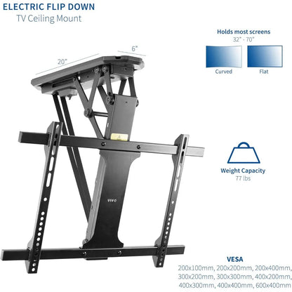 Soporte de TV de pared, soporte de TV de techo eléctrico, soporte de techo inclinado motorizado abatible grande, soporte de TV de pared