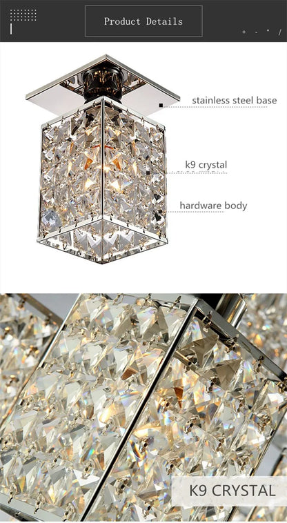 Modern Ceiling Lamp Mininalist Led K9 Crystal Ceiling Light Chandelier Bedroom Decor Luxury Living Dining Room Balcony Corridor