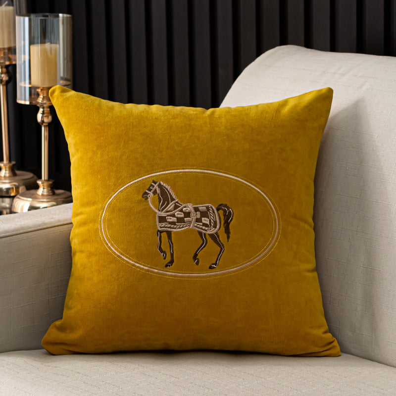 Hand-embroidered Cushion Cover Horse Pattern Pillowcase