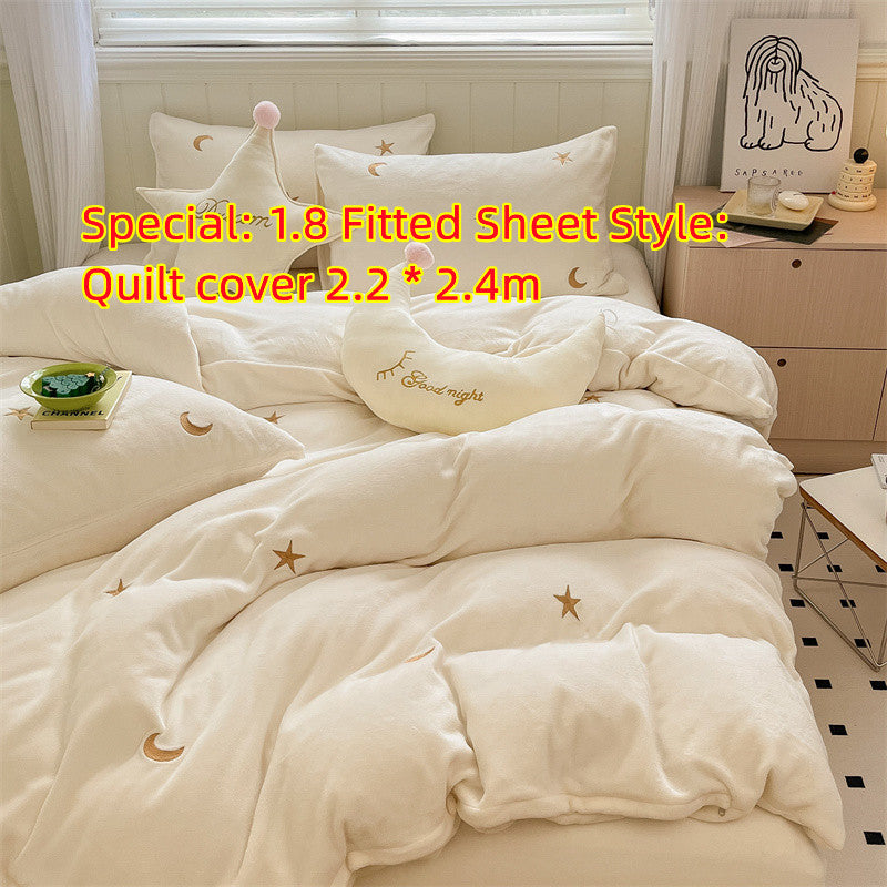 Milk Velvet Four Piece Set Of Healing Princess Style Double Sided Velvet Coral Velvet Bed Sheets