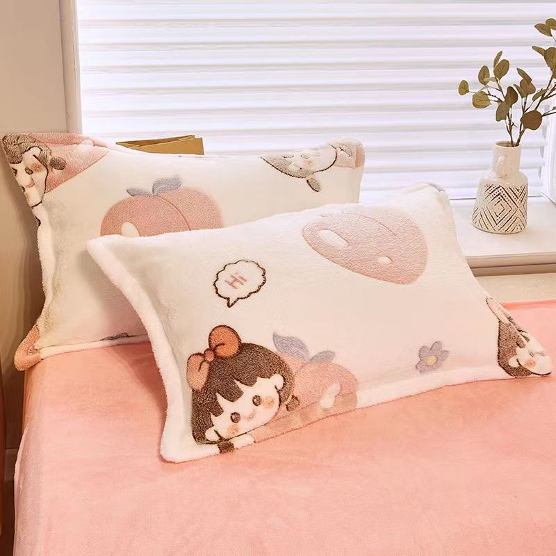 Fleece-lined Double-sided Fleece Winter Warm Coral Fleece Pillowcase