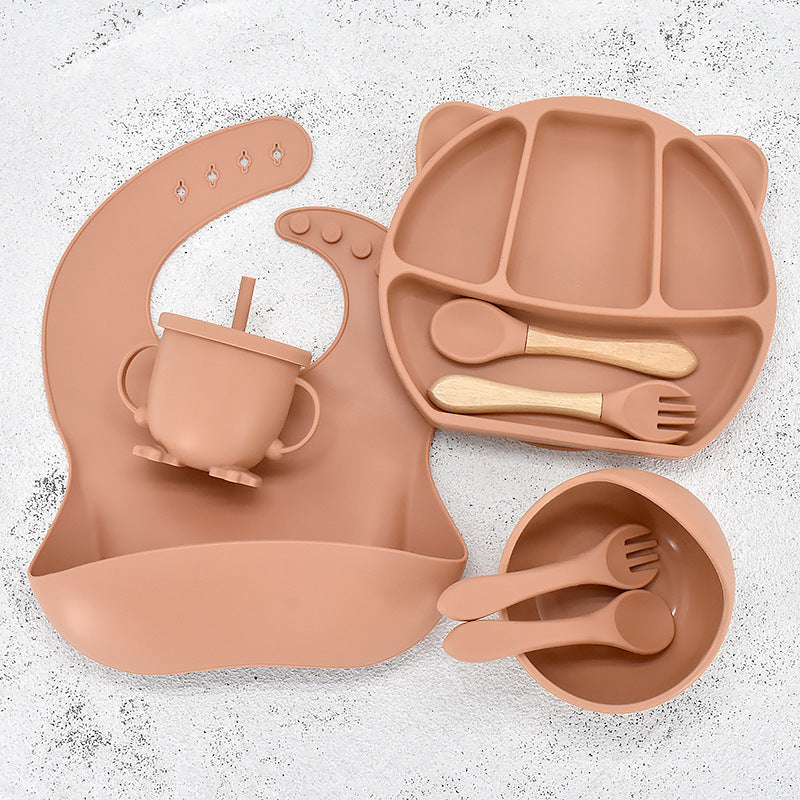 Ensemble de vaisselle pour nourrissons Assiette à dîner en silicone à grille divisée