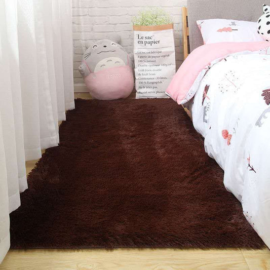 Alfombra de lana de seda para dormitorio, bonita habitación, mesita de noche