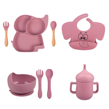 Ensemble de vaisselle en silicone pour enfants à motif d'éléphant