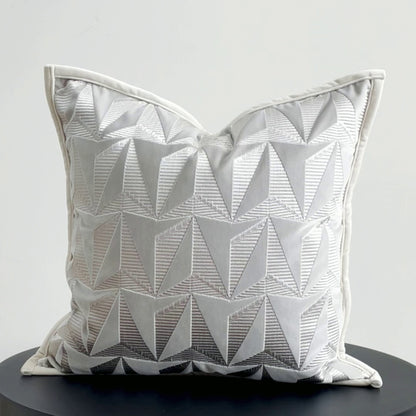 Soft Suede Embroidered Conical Geometric Pillow Cover