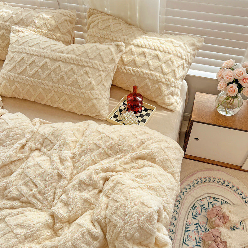 Four-piece Bed Set Thickened Warm Milk Fiber