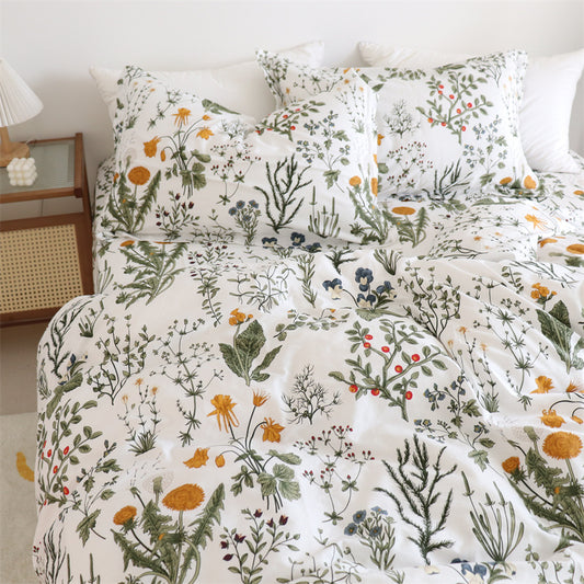 Draps de lit en pur coton à motif floral de pissenlit