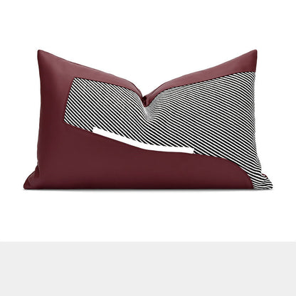 Funda de almohada para sofá sencilla, moderna, de color rojo y blanco, de lujo y ligera