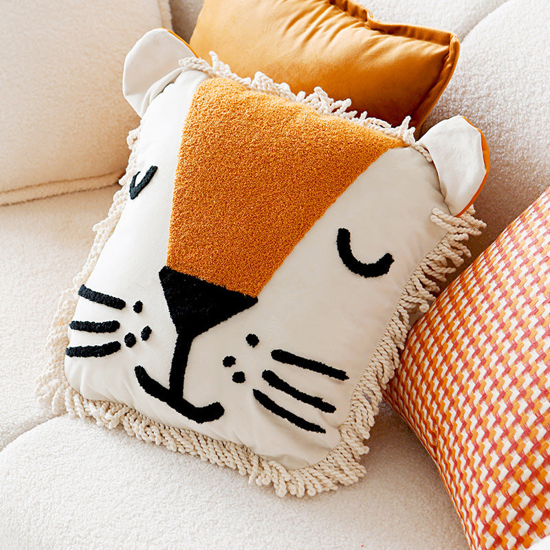 Funda de almohada minimalista moderna con diseño original de león