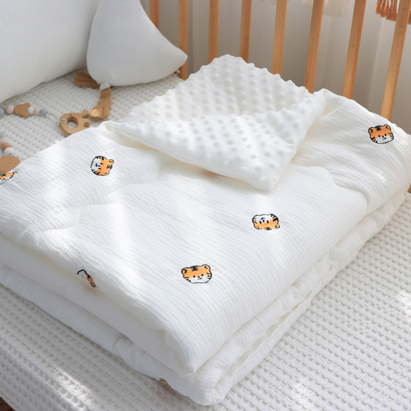 Children's Pure Cotton Wrinkled Gauze And Bean Down Quilt