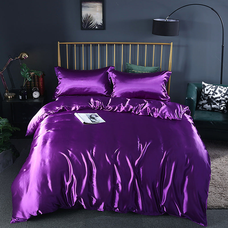 Summer Simple Pure Color Ice Silk Bed Linen Quilt Cover Bedding